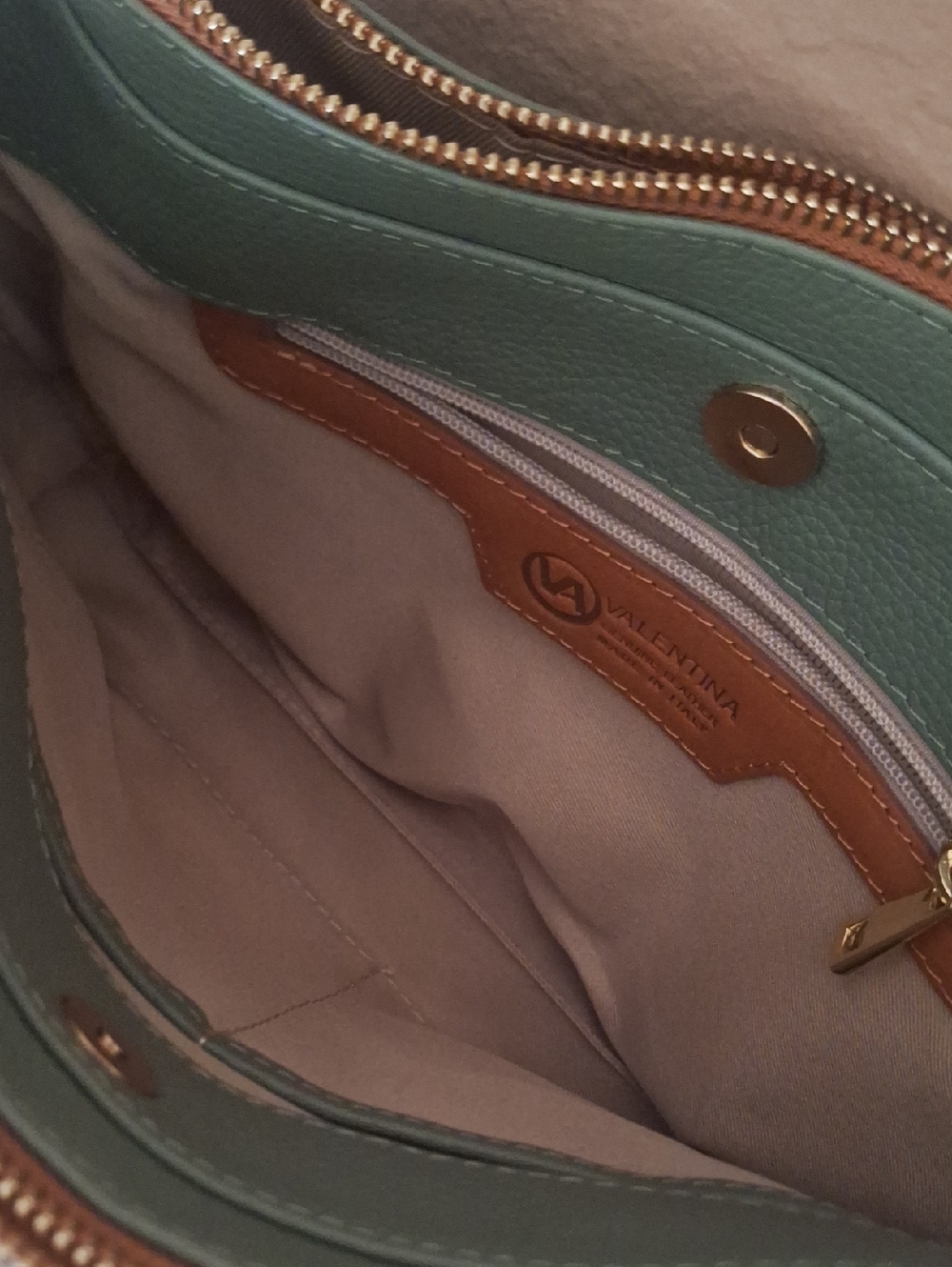 Valentina Italy Pebbled Leather Multi Entrys 12 " W 8" T - Picture 5 of 7